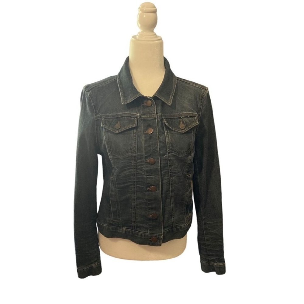 LOFT Women's Dark Blue Button-Up Denim Jacket Size Medium - Picture 2 of 10